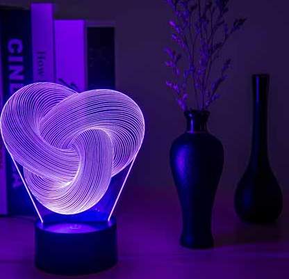 Abstract Twist 3D LED Night Light and Table Lamp