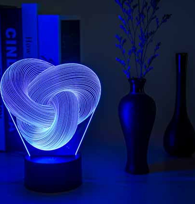 Abstract Twist 3D LED Night Light and Table Lamp