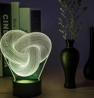 Abstract Twist 3D LED Night Light and Table Lamp