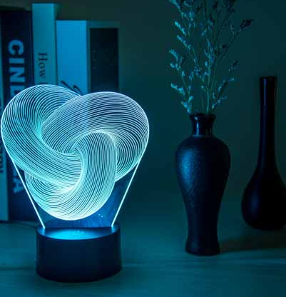 Abstract Twist 3D LED Night Light and Table Lamp