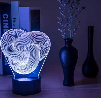 Abstract Twist 3D LED Night Light and Table Lamp