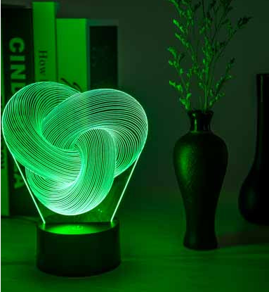 Abstract Twist 3D LED Night Light and Table Lamp