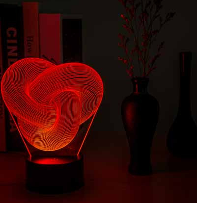 Abstract Twist 3D LED Night Light and Table Lamp